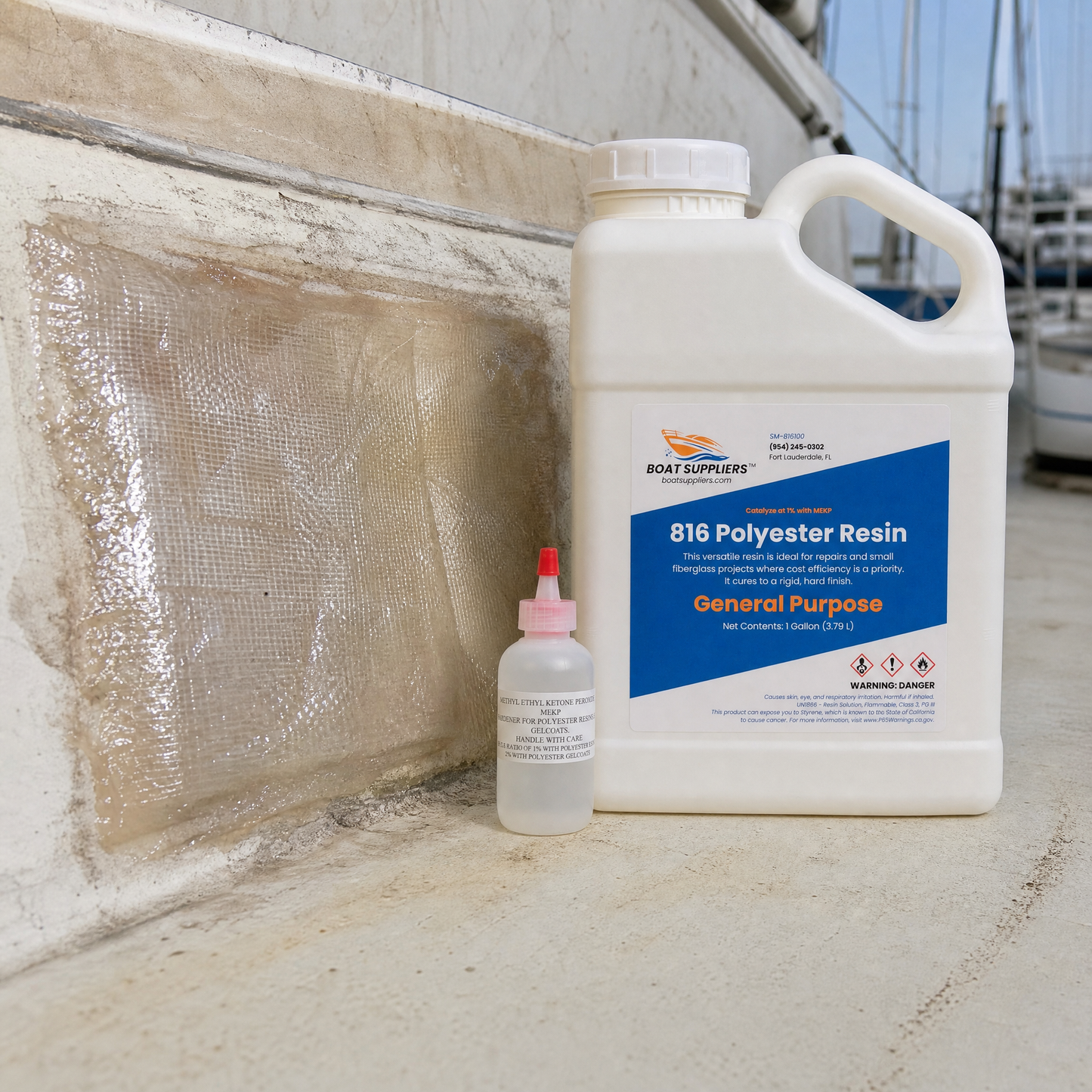 General Purpose Polyester Resin with Hardener - wetting out fiberglass