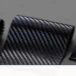 Carbon fiber fabric swatches showing plain, twill, and unidirectional weave patterns