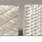 Biaxial stitched fiberglass and plain woven fiberglass swatches side by side