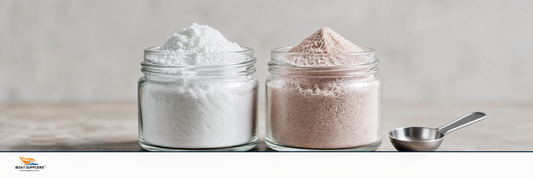 Microballoon filler powder and fumed silica powder compared in two jars