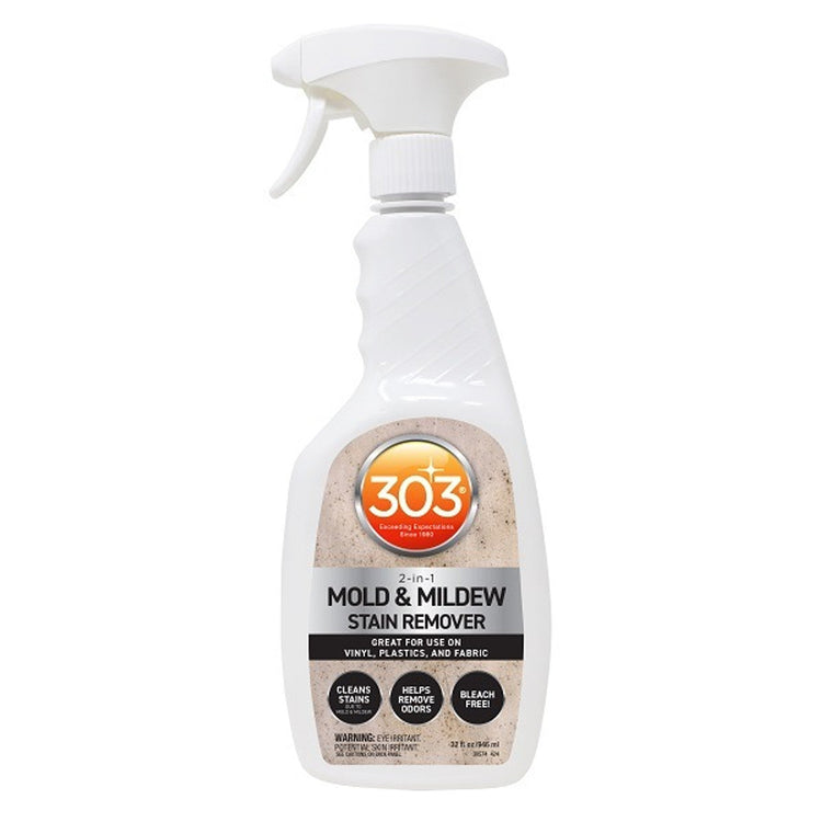 303 Mold and Mildew Stain Remover spray bottle, marine mold and mildew prevention