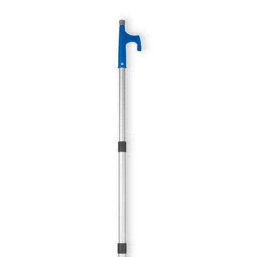 Telescoping aluminum boat hook with blue hook head, marine docking boat hook