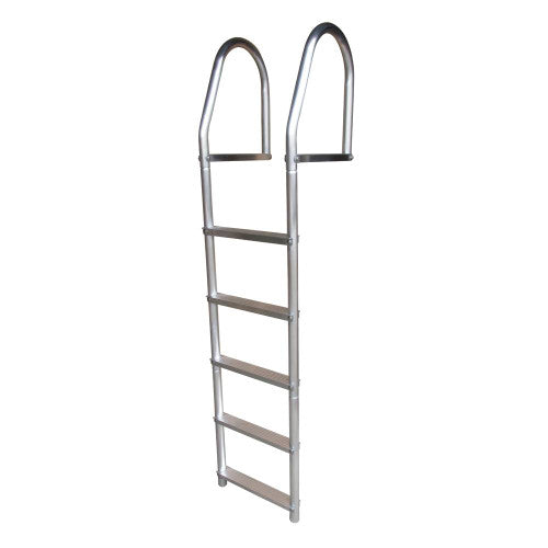 Aluminum dock ladder with handrails and flat steps, marine dock ladders category