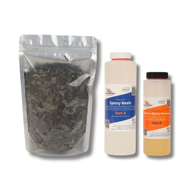 Forged carbon fiber starter kit with resin and reinforcement materials