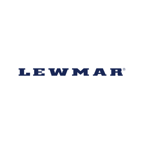 Lewmar brand wordmark logo in navy blue, marine hardware and deck equipment