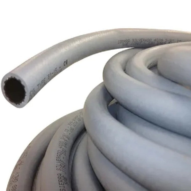 Coiled gray Sierra marine fuel hose, boat fuel lines and hoses