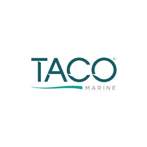 TACO Marine logo, brand collection of boat hardware and rigging accessories