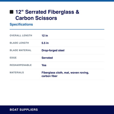 12" Serrated Fiberglass & Carbon Scissors specifications