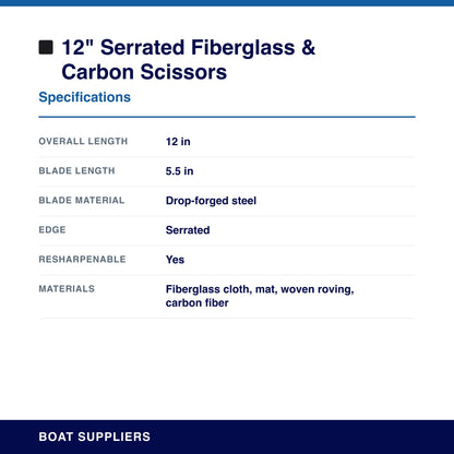 12" Serrated Fiberglass & Carbon Scissors specifications