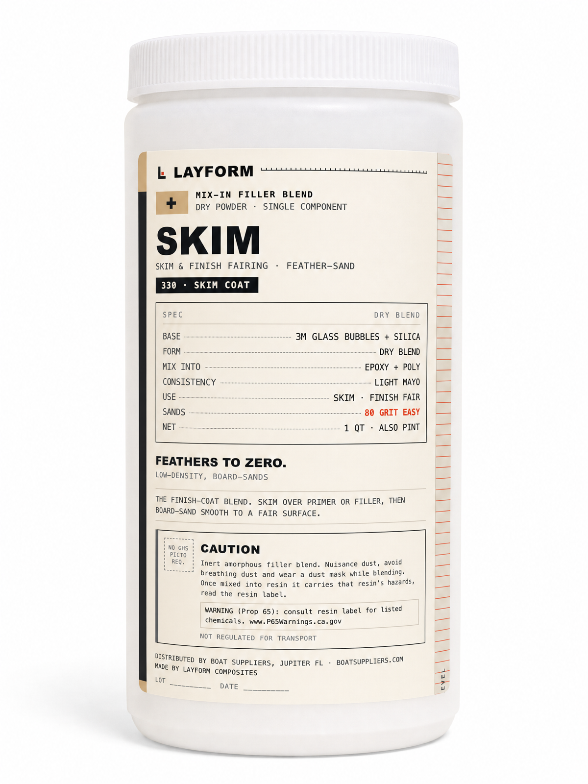 Layform Skim Coat Filler Blend, Skim LF-330, 1 Quart