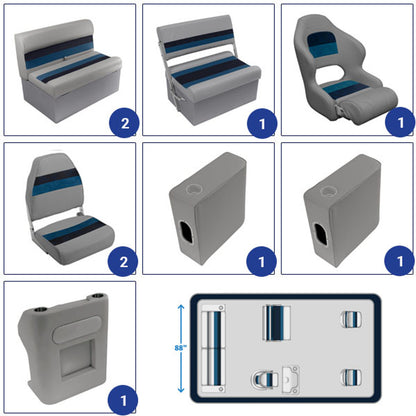 Wise Deluxe Complete 18-22' Fishing Pontoon Furniture Set