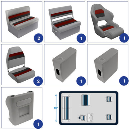Wise Deluxe Complete 18-22' Fishing Pontoon Furniture Set
