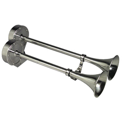 Ongaro 10028 Deluxe SS Dual Trumpet Horn - 12V