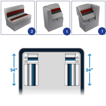Wise Deluxe Pontoon 36" Bench & Lean Back Pontoon Furniture Set - image 5