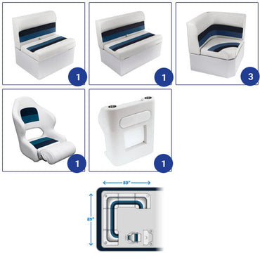 Wise Deluxe Rear "L" Pontoon Furniture Set