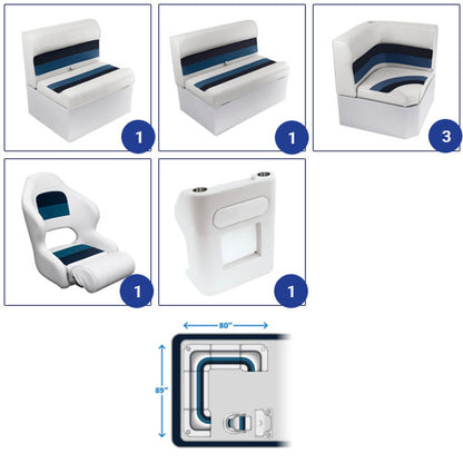 Wise Deluxe Rear "L" Pontoon Furniture Set