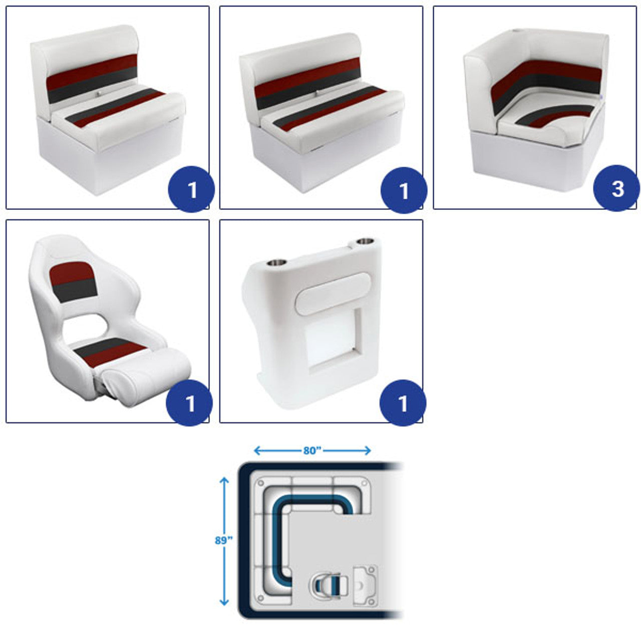 Wise Deluxe Rear "L" Pontoon Furniture Set