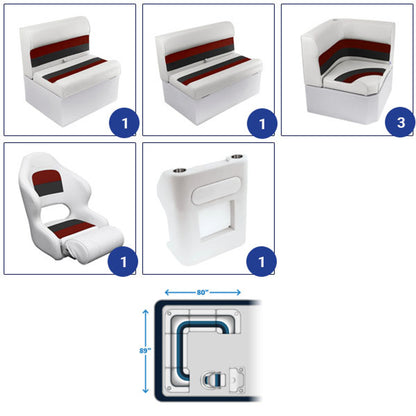Wise Deluxe Rear "L" Pontoon Furniture Set