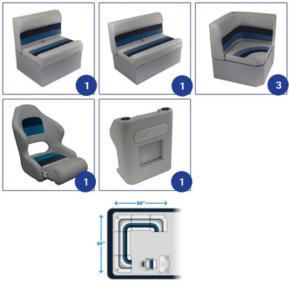 Wise Deluxe Rear "L" Pontoon Furniture Set