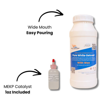 Gelcoat Repair Kit - Pure White Gelcoat Quart With Wax, Hardener & 6 Pigment Colors