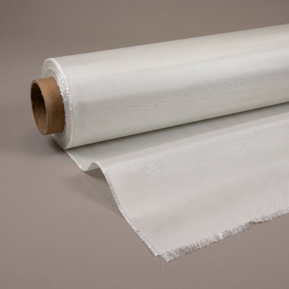 Roll of 4 oz S-2 glass cloth part unrolled on a cardboard core