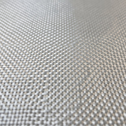 Close-up of 4 oz plain weave glass cloth, fine flat yarns crossing in an even square grid