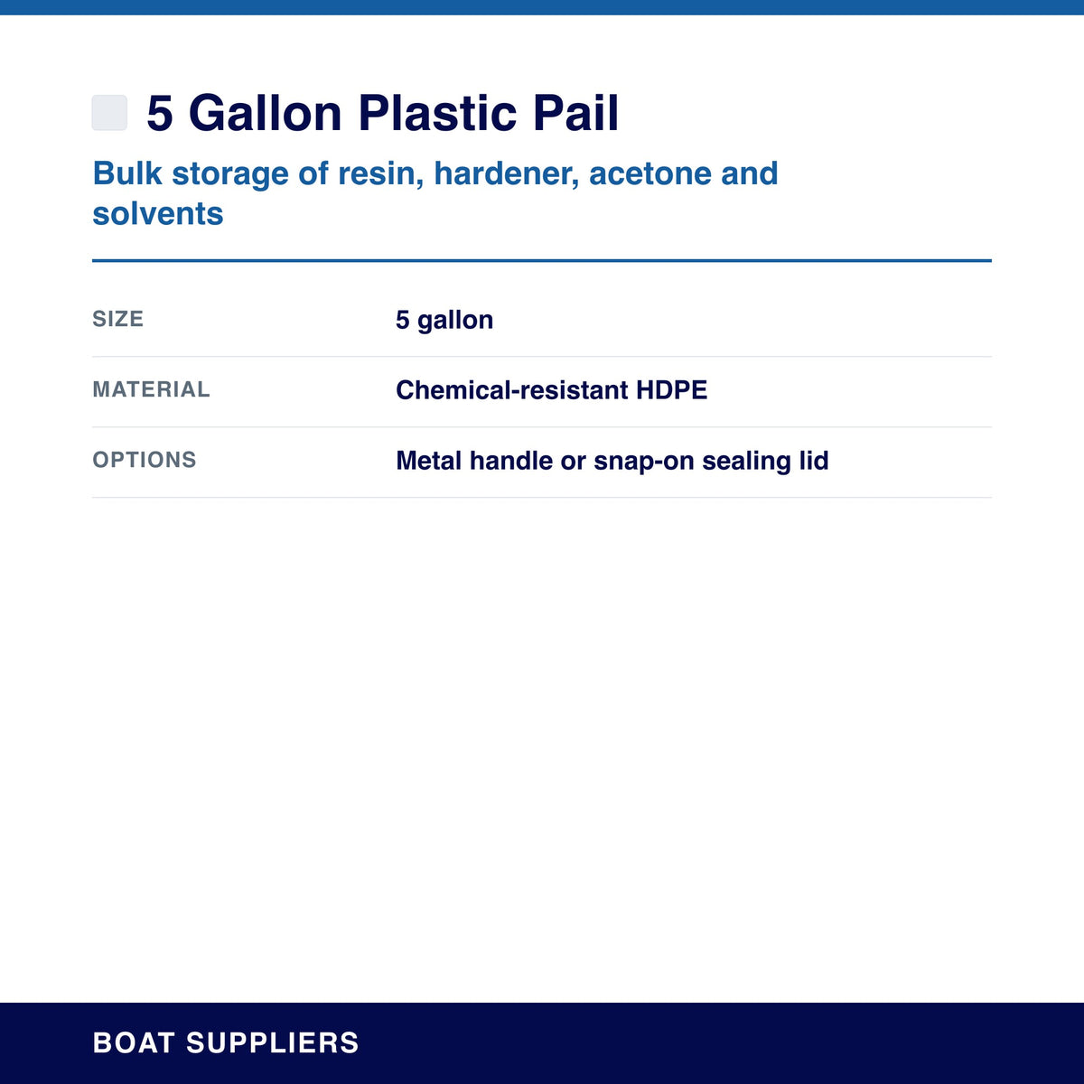 5 Gallon Plastic Pail specifications