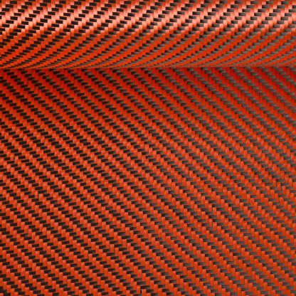 5.5oz Carbon/Kevlar® Hybrid Fabric 2×2 Twill Weave (Black/Red) - 1st Quality
