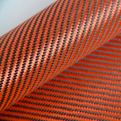 5.5oz Carbon/Kevlar® Hybrid Fabric 2×2 Twill Weave (Black/Red) - 1st Quality
