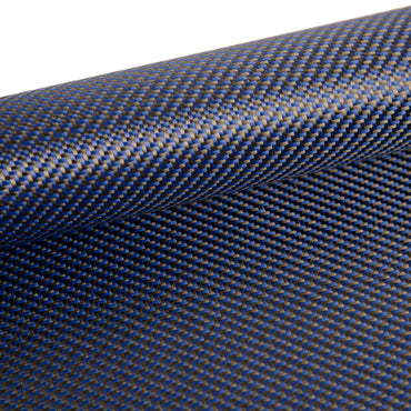 5.5oz Carbon/Kevlar Hybrid Fabric 2×2 Twill Weave (Black/Blue) - 1st Quality