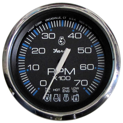 Faria 33750 Chesapeake Black 7K Gas Tach/Systemcheck Indicator (J/E O/B)