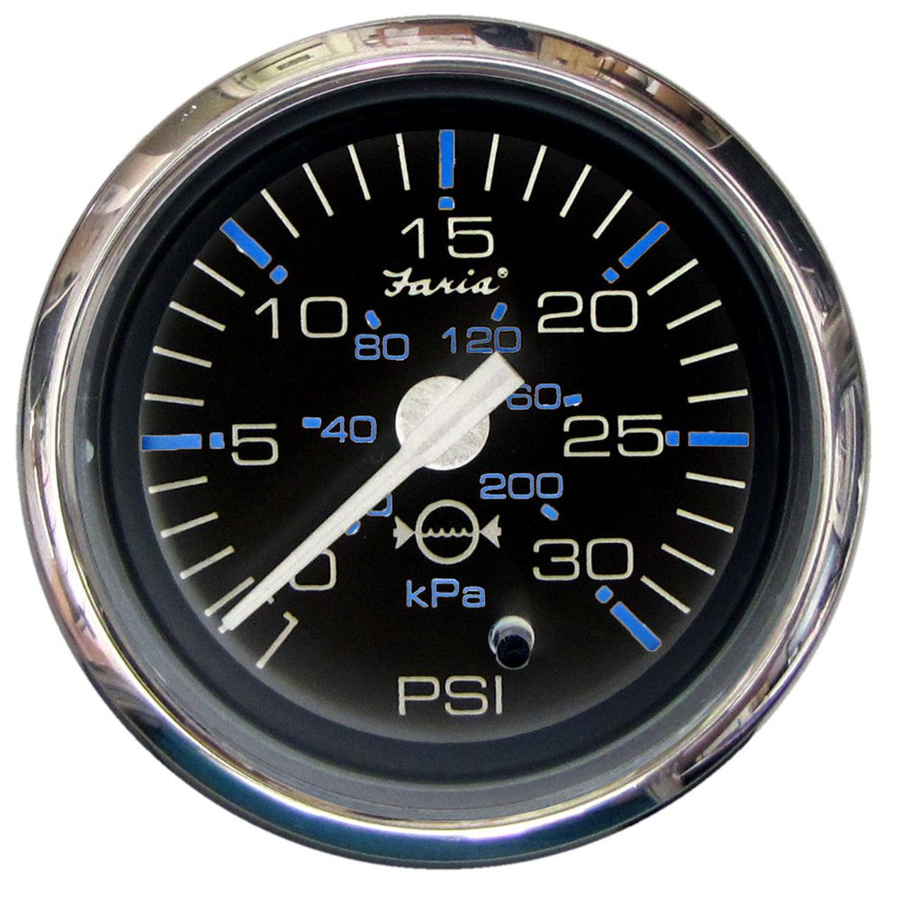 Faria 13712 Chesapeake Black SS2" 30 PSI Water Pressure Gauge Kit
