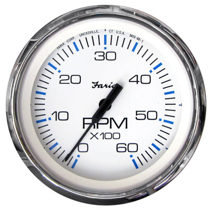 Faria 33807 Chesapeake White SS 4" 6K Tachometer - Gas - I/B & I/O