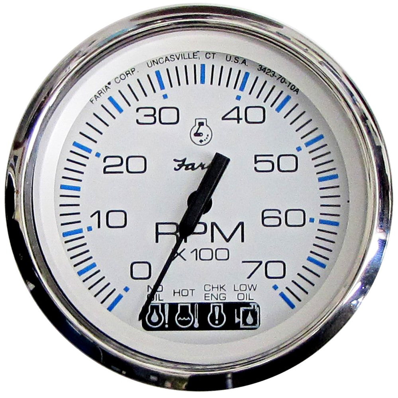 Faria 33850 Chesapeake White 7K Tach/Systemcheck Indicator - Gas - Johnson/Evinrude O/B