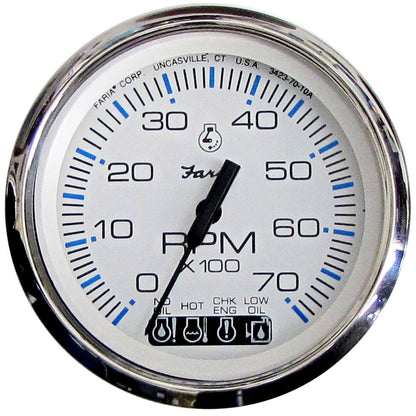 Faria 33850 Chesapeake White 7K Tach/Systemcheck Indicator - Gas - Johnson/Evinrude O/B