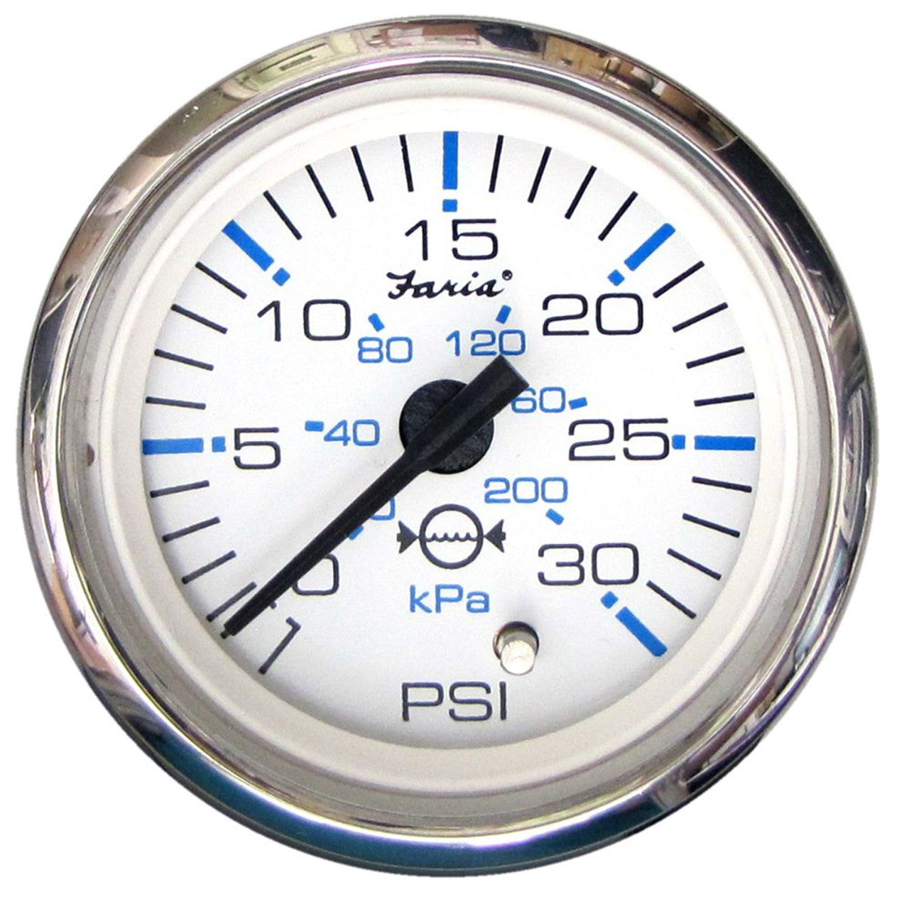 Faria 13812 Chesapeake White SS 2" 30 PSI Water Pressure Gauge Kit