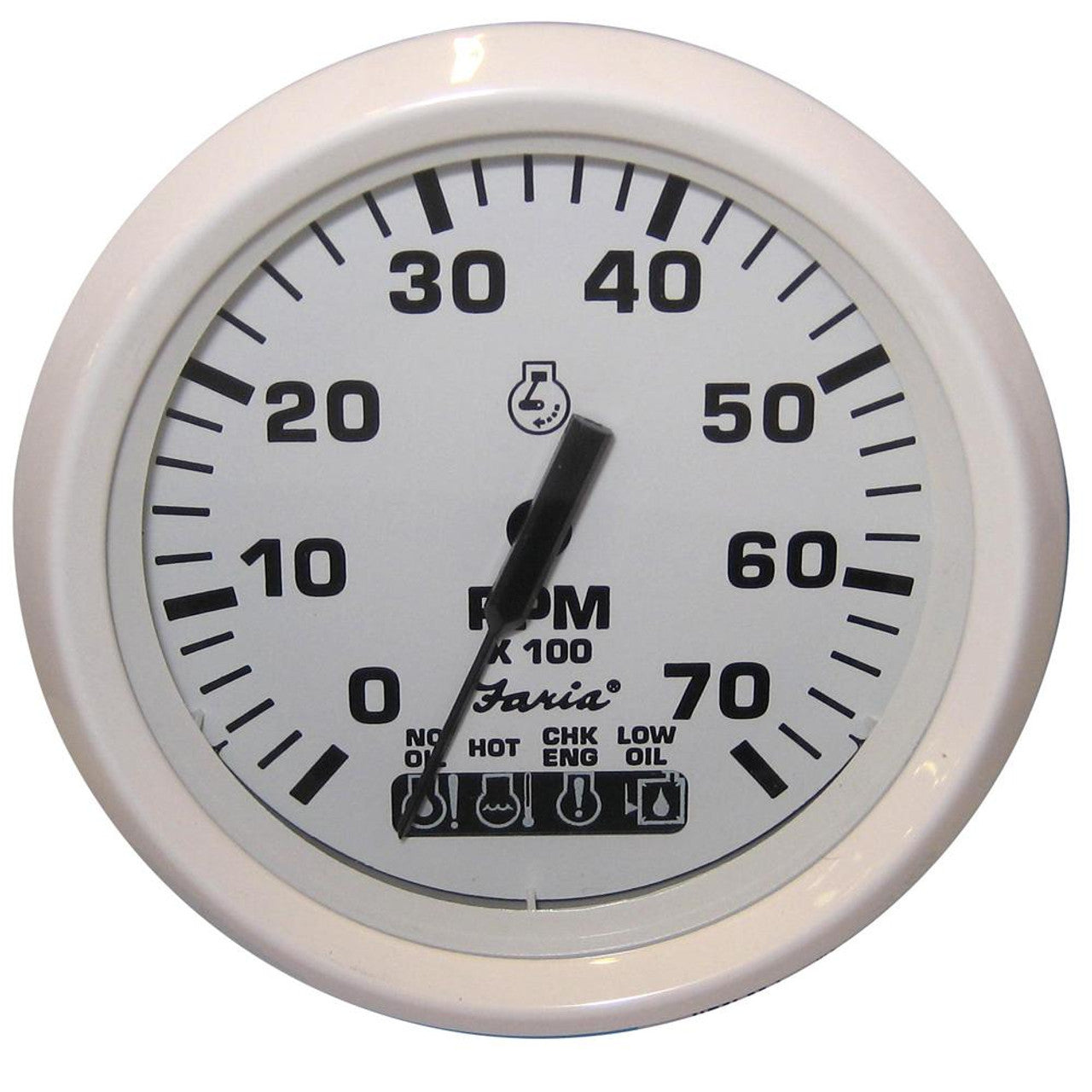 Faria 33150 Dress White 4" 7K Gas Tach/Systemcheck Indicator - Johnson/Evinrude O/B