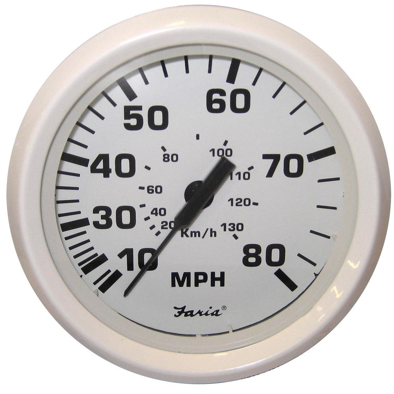 Faria 33113 Dress White 4" Speedometer - 80MPH (Mechanical)