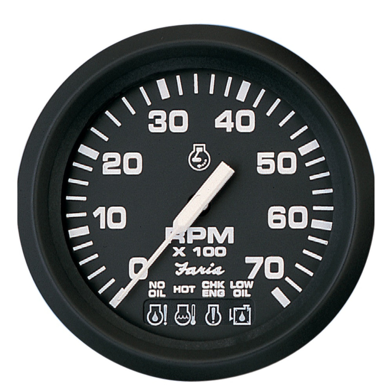 Faria 32850 Euro Black 4" 7K Gas Tach/Systemcheck Indicator - Johnson/Evinrude O/B