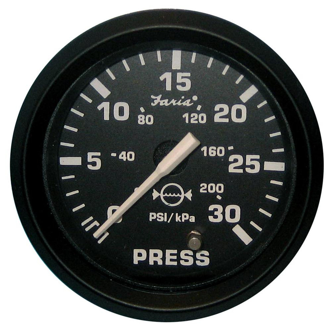 Faria 12810 Euro Black 2" Water Pressure Gauge Kit - 30 PSI