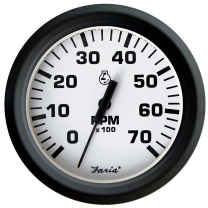 Faria 32905 Euro White 4" Tachometer - 7K RPM (Gas - All Outboard)