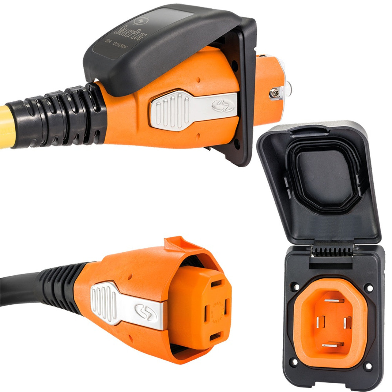 SmartPlug B50ASSYPB 50 Amp Non Metallic Black Inlet Plug Combo - Boat/RV