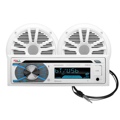 Boss Audio MCK508WB.6 Marine Stereo &amp; 6.5" Speaker Kit - White