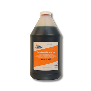 PVA Mold Release Partall #10 in a 64oz half-gallon jug, green-tinted polyvinyl alcohol barrier release liquid