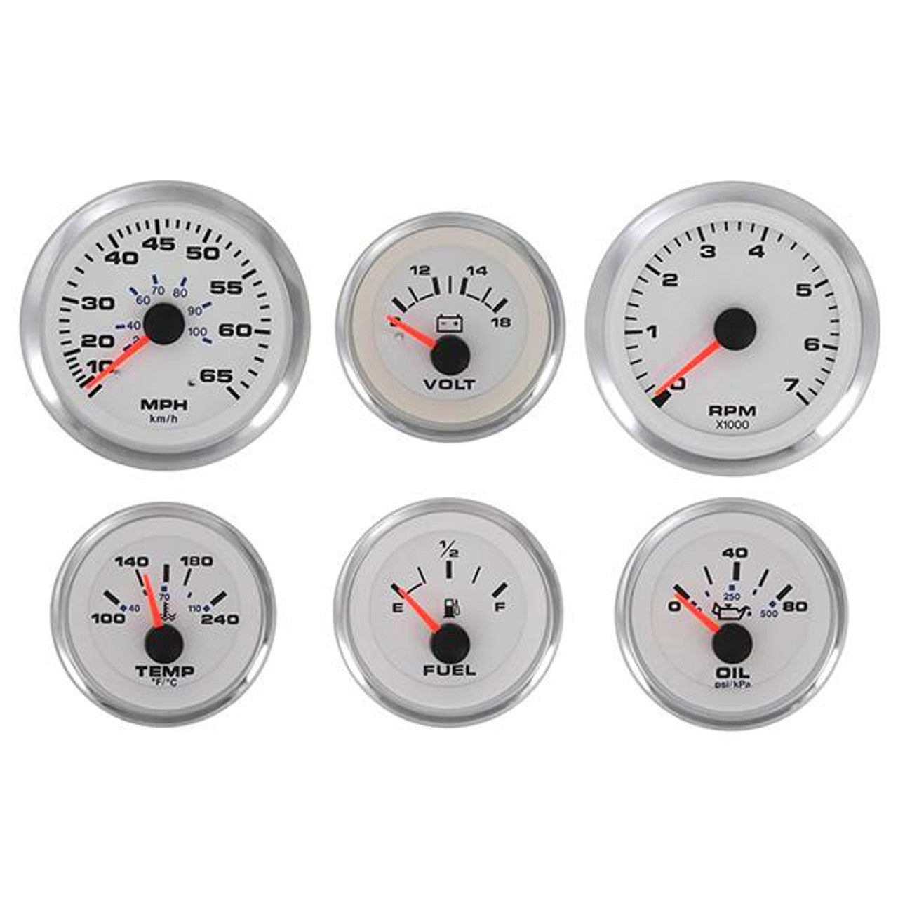 Sierra 67654P White Premier Pro Series 6 Gauge Set