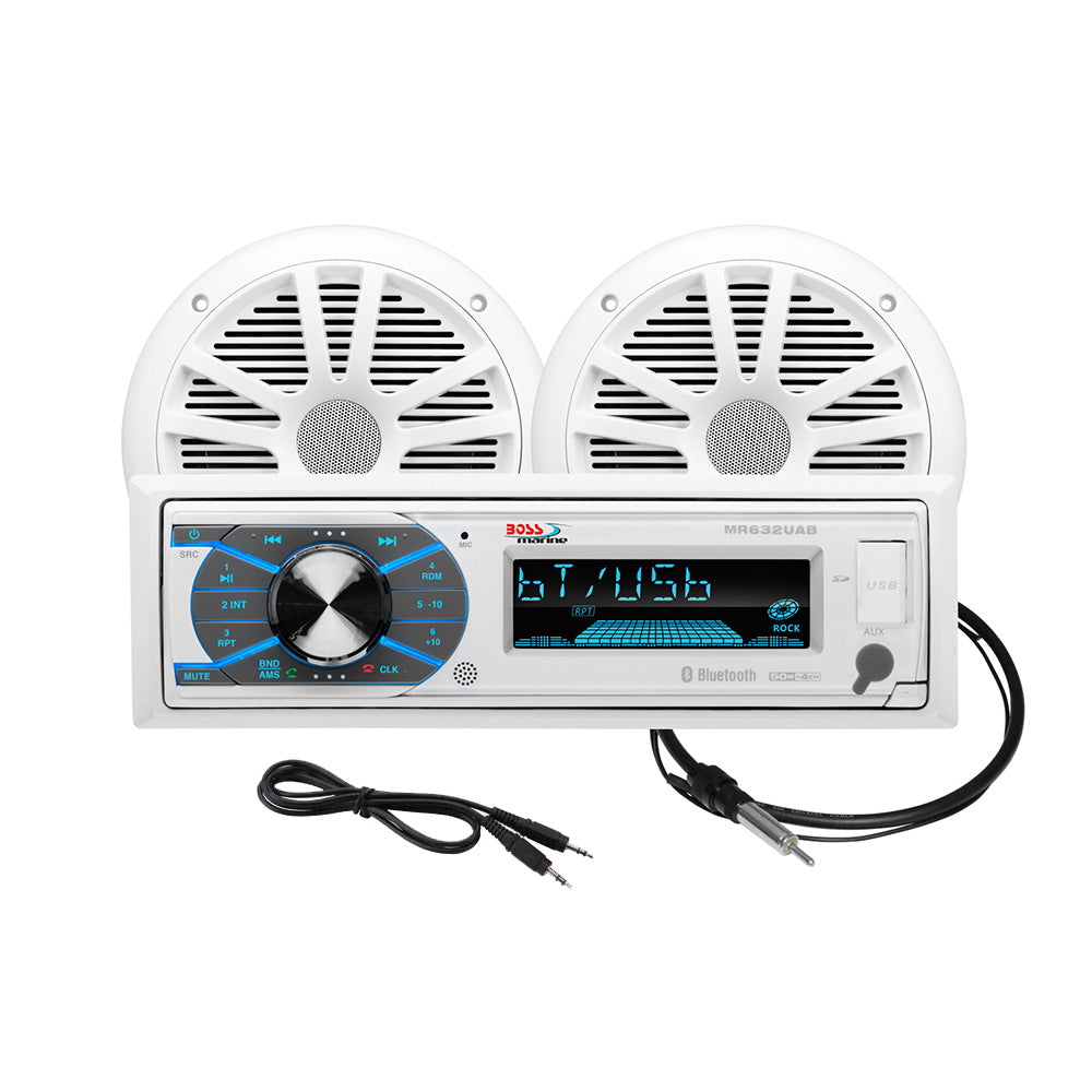 Boss Audio MCK632WB.6 Marine Stereo &amp; 6.5" Speaker Kit - White