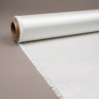 Roll of 6 oz S-2 glass cloth part unrolled on a cardboard core