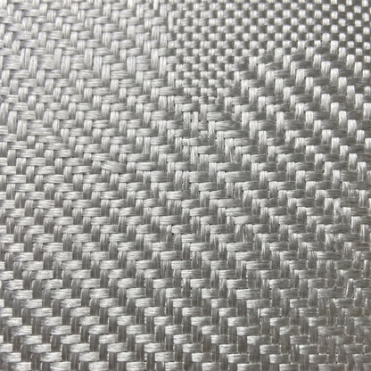 Close-up of 6 oz plain weave glass cloth, thick flat yarns crossing in an even square grid