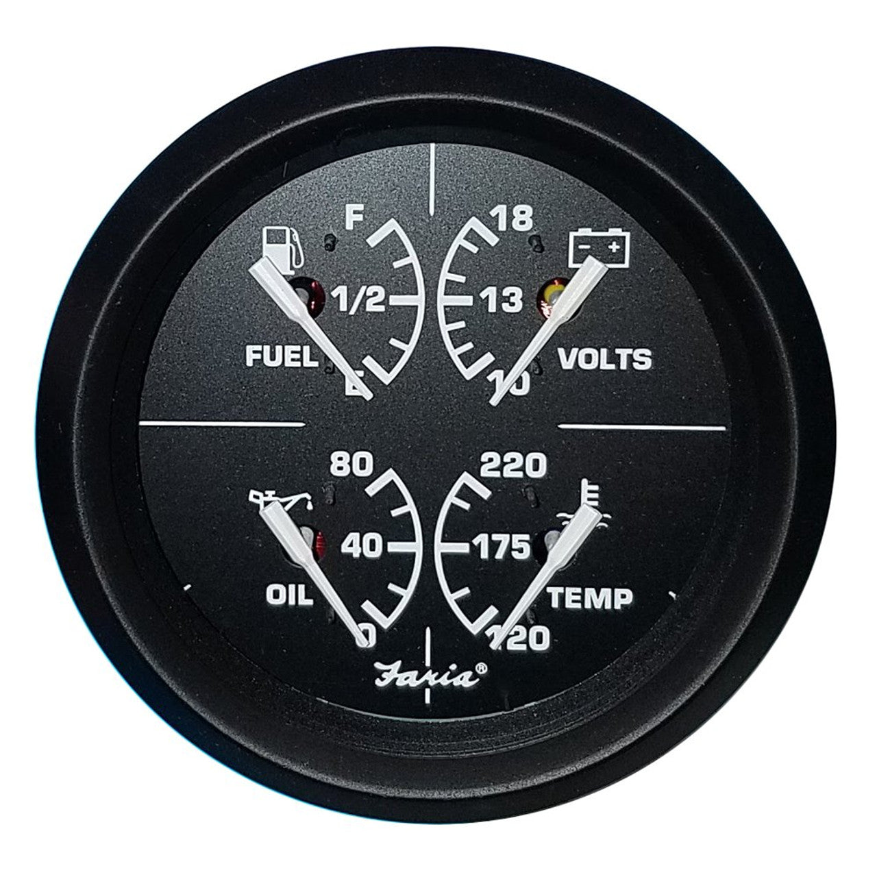 Faria 32851 4" Multifunction Gauge - Volt/Fuel/Oil/Water Temp