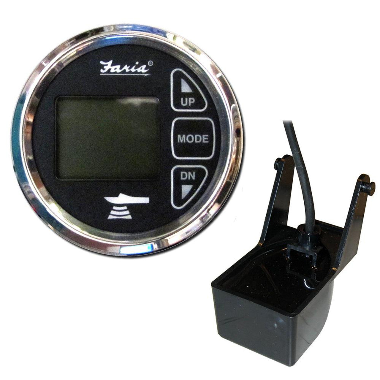 Faria 13752 Chesapeake Black Dual Depth Sounder - Air/Water Temp Transom Transducer